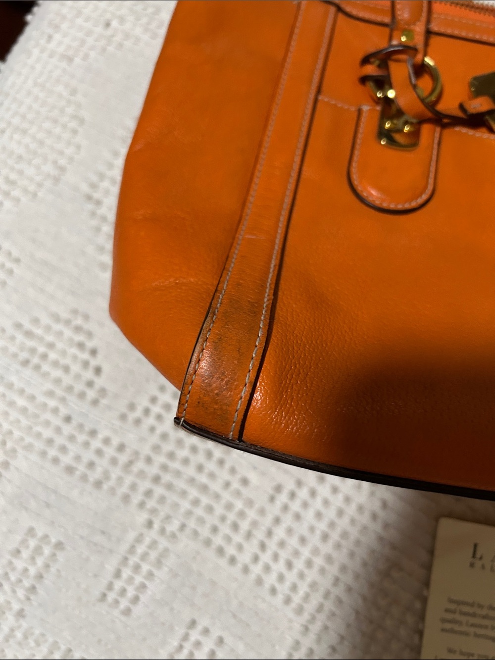 Lauren Ralph Lauren Leather Tote Bag in Terracotta Orange - Picture 4 of 14